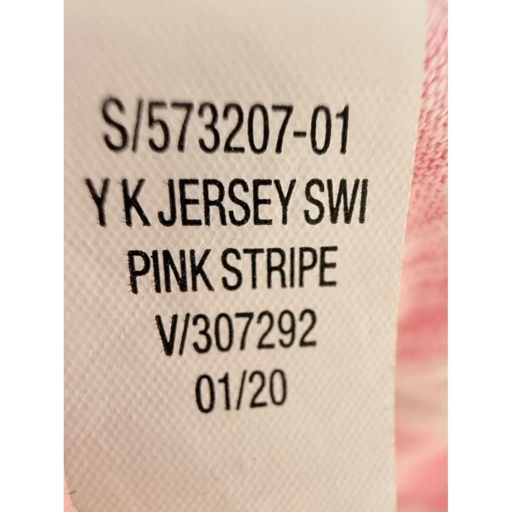 Old Navy Girls Pink White Stripe Cotton Hooded Swim Cover-up Dress. XL. 14.